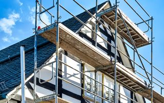 chantier de rénovation de façade à Uccle